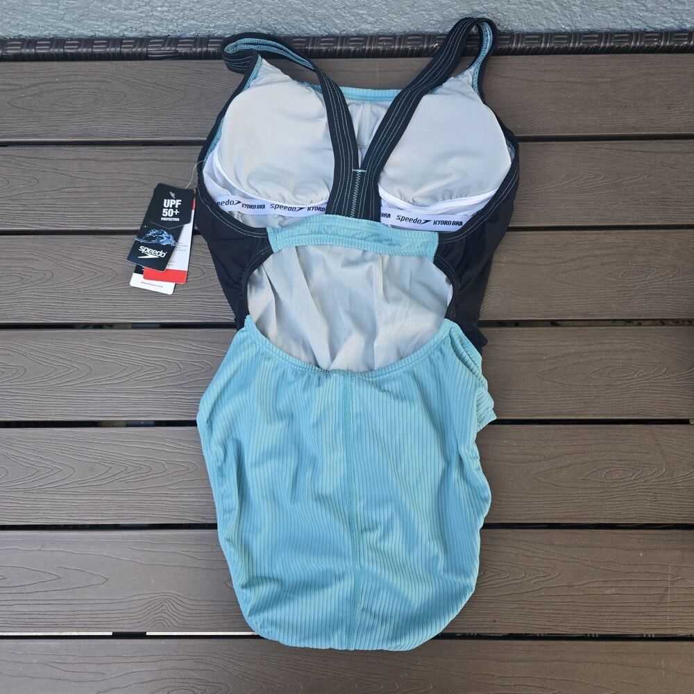 Speedo Women’s Porcelain Quantum Fusion Splice Ribbed W/Hydrobra Sz 8 New - Picture 3 of 4